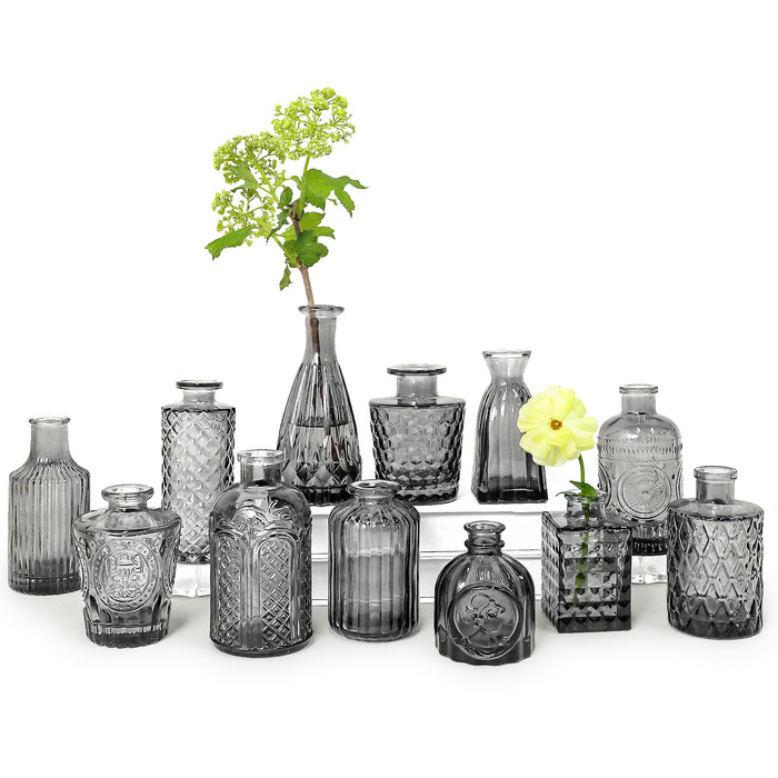 Набір ваз Knospenvasen (12 шт.), чорні вази для квітів, міні вази для декору столу, вінтажний стиль