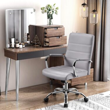 Офісне крісло Yaheetech: ергономічний, з підлокітниками, поворотний, до 130 кг, сірий