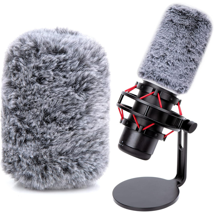 Тримач для мікрофона YOUSHARES з кріпленням для HyperX QuadCast, металевий, з насадкою для кріплення до столу та вітрозахистом, для стін та столів (2 хутряні насадки)