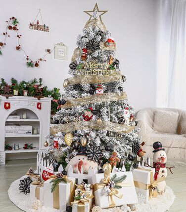 Набір прикрас для ялинки Shareconn: 106 шт., 24 кольори, ударостійкі кулі, декор для ялинки, свята, весілля (чорний та шампань-золото)