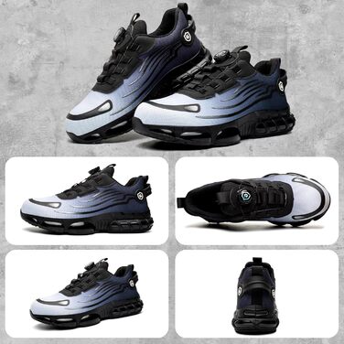 Робочі черевики: захисні черевики для чоловіків та жінок, сталевий капак, антипроколювання, легкі, спортивні, дихаючі, самозатягуючі, швидка застібка, модні, захисні черевики, розміри 36-46 EU (43 EU, синій 266)