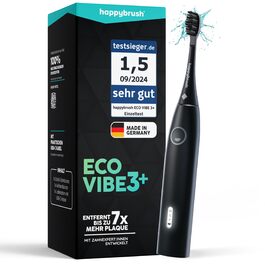 Електрична зубна щітка happybrush Eco Vibe 3+ (Чорна) - Ультразвукова, 8 тижнів роботи від акумулятора, 2 роки гарантії