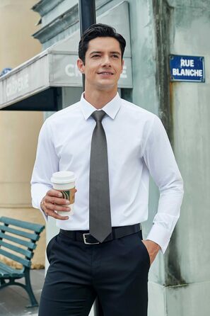 Краватка для чоловіків HISDERN на весілля з кишеньковим хустинкою, класичний візерунок, в клітинку, в горіх, бізнес-краватка та кишеньковий хустинка (Сірий)