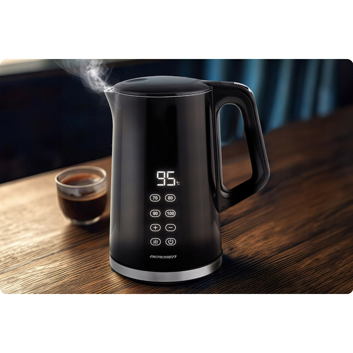 Електричний чайник Berdsen з регулюванням температури, 2200 Вт, сенсорна панель, 1,7 л