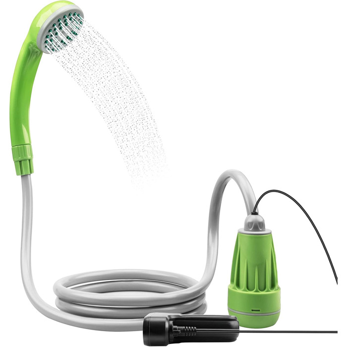LIBERRWAY Camping Shower Battery Powered Camping Shower Outdoor with Shower Hose and Rechargeable Battery Water Pump for Garden Travel Car Washing (Green)