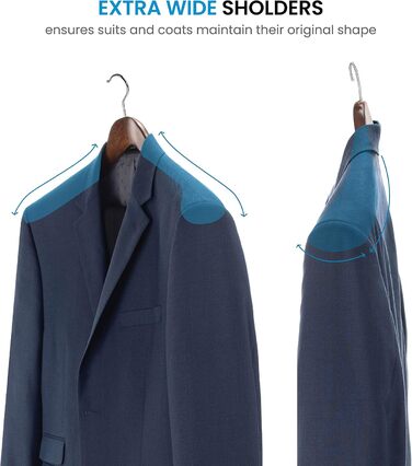 Дерев'яні вішалки Lotus ZOBER - 6 шт. - широкі, з гладкою поверхнею, обертовий гачок, перекладина для штанів, для пальто, курток, штанів та суконь, вінтажний стиль