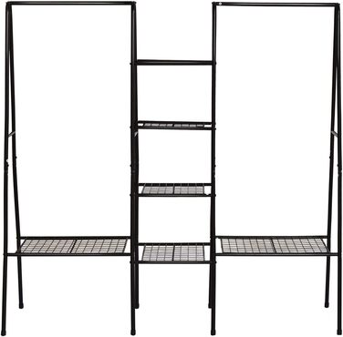 JURMERRY Metal Clothes Rack Clothes Rod Garment Racks with Shoe Storage, Black