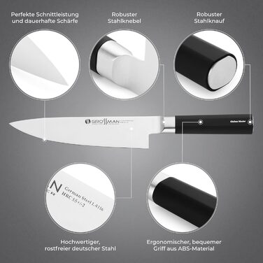 Ніж для суші Grossman 002SH: професійний кухонний ніж з нержавіючої сталі, 33 см, ергономічна ручка