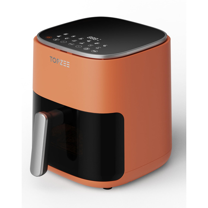 Фритюрниця повітряна 12-в-1, 5.5 л, компактна, для 2-4 осіб, з нелипким покриттям, оранжевого кольору