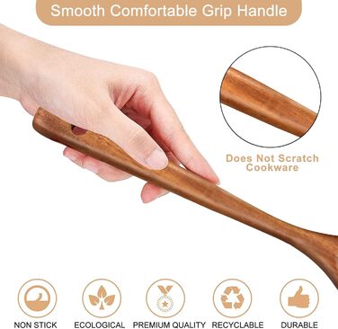 Набір кухонних аксесуарів з оливкового дерева: лопатки, шумовки, шпателі | Кухонне приладдя