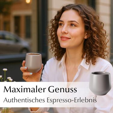 Набір чашок для еспресо Miamio 4 шт (90 мл) з кераміки без ручки, товстостінні, класичний пастельний колір, Luxe Collection