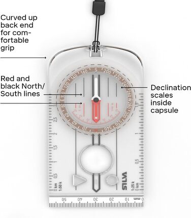 Silva Kompass Outdoor - 3NL Hiking Compass - Map Scales 1:25k & 1:50k - Marching Compass for Basic Outdoor Activities - Rotating Compass Housing - Military Compass - Hiking Compass