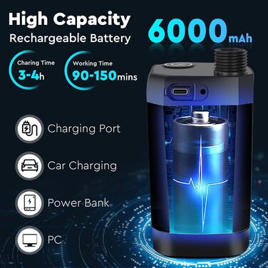 Портативна душова кабіна для кемпінгу Uplayteck з акумулятором 6000mAh, насосом, регулюванням температури та IPX7 водонепроникністю
