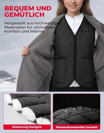 Електрична гріюча жилетка KEMIMOTO для жінок з 8 зонами нагріву, 3 режими, USB, для мотоцикла, активного відпочинку, кемпінгу, катання на лижах, піших прогулянок, з акумулятором 10000mAh XL