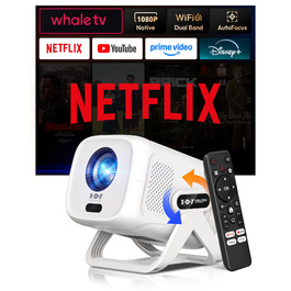 Портативний проєктор N5 1080P з WiFi та Bluetooth, сумісний з Netflix, обертовий на 135°, автоматична корекція трапецеїдальних спотворень, фільтр від пилу