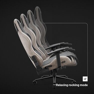 Ігрове крісло Diablo X-Horn 2.0, ергономічне, тканинне, 150 кг, 3D підлокітники, підголівник і поперекова підтримка, бежево-чорне, розмір L, для геймерів та офісу