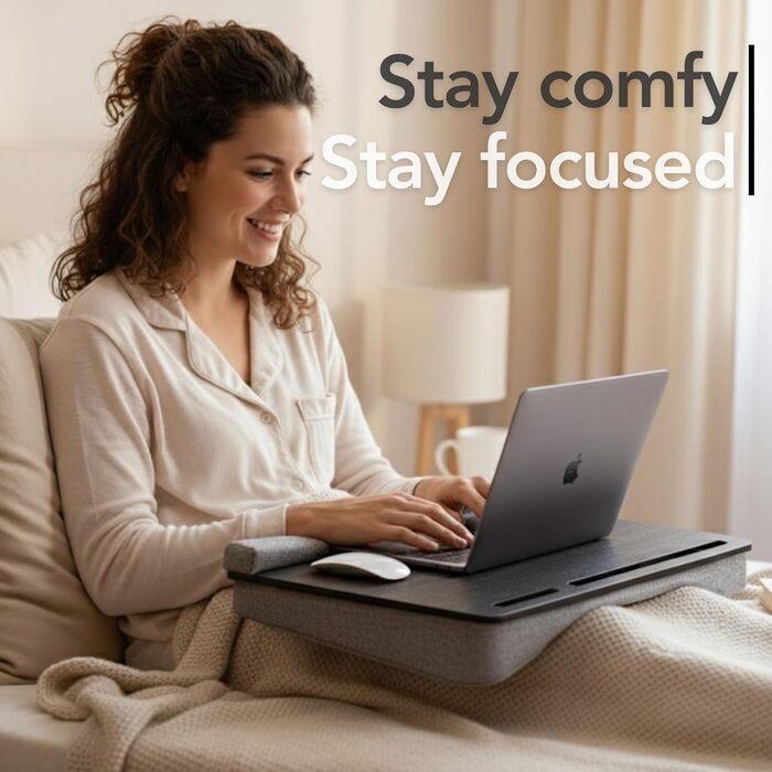Підставка для ноутбука Vigo Wood - Книжкова підставка для ноутбука до 17,3 дюймів - М'яке підносне ліжко для роботи в ліжку або на дивані - Екологічна підставка для ноутбука для дому (Cambridge & Braun)
