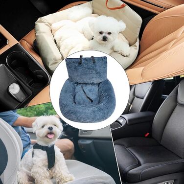 Автокрісло для собак | Підстилка-ліжко в авто | Знімне автокрісло для тварин | Безпечний крісло-ліжко для собак | М'яке, тепле автокрісло-ліжко для собак, сірий колір