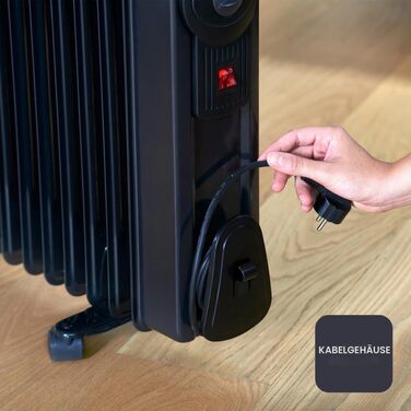 Масляний радіатор BLACK+DECKER BXRA2300E, 2300 Вт, 11 секцій, з термостатом та захистом від перегріву, чорний