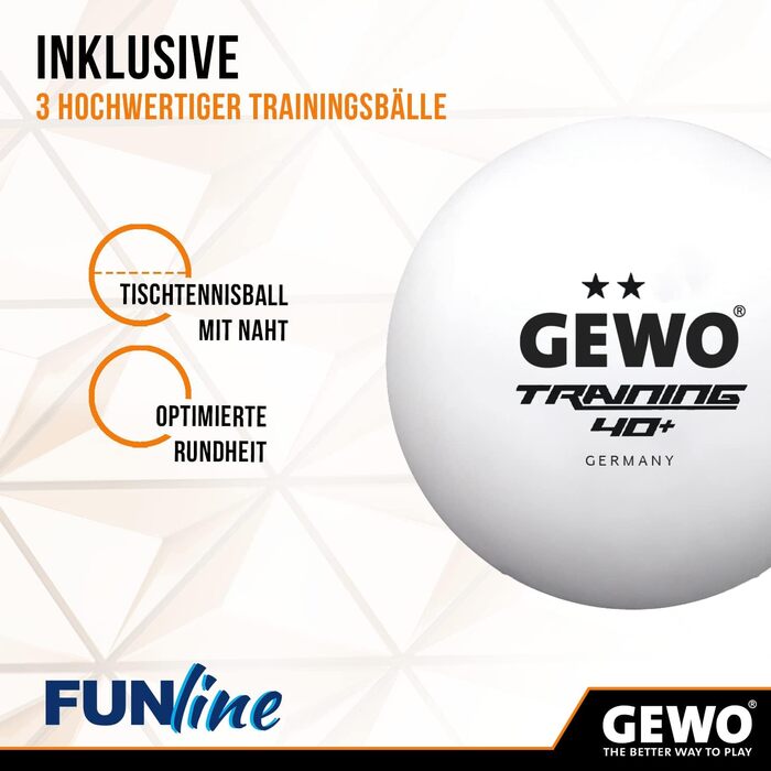 Набір для настільного тенісу GEWO Fun: комплекти від 1 до 4 ракетки, м'ячі, сумка та сітка – для початківців, хобі та відпочинку. Поверхня Noppen, конкавний грифель. 2 ракетки + 3 м'ячі + сітка
