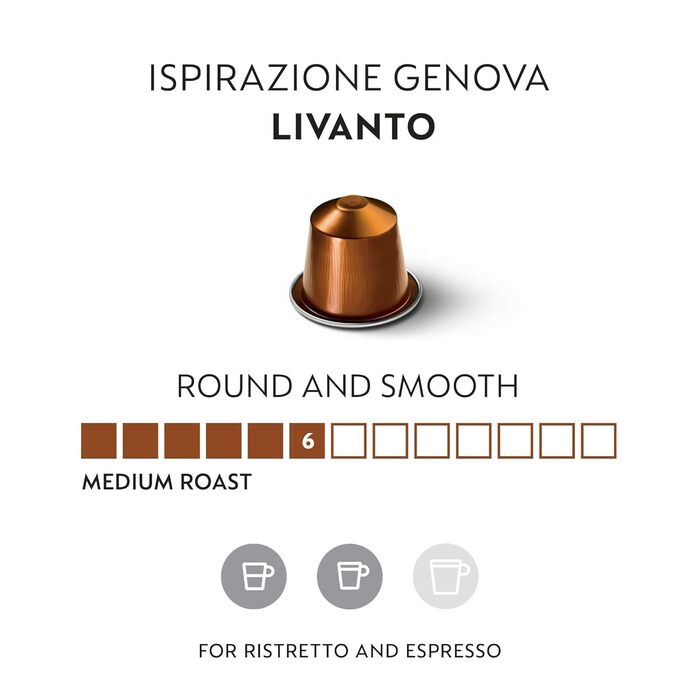 Кава Nespresso Original Livanto, середнього обсмаження, 100 капсул (50 шт.)