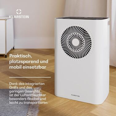 Зволожувач повітря Klarstein CircleDry 12L Smart з Wi-Fi, тихий (38dB), таймер 24г, безперервна злив, контроль вологості, для приміщень до 24м², білий