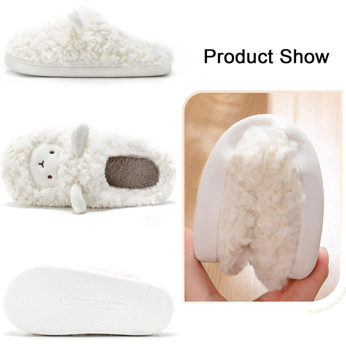 Тапочки халатні для дому та вулиці, плюшеві, у вигляді овечки, білі, 38-39