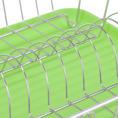 Relaxdays Dish Drainer with Cutlery Basket in Green