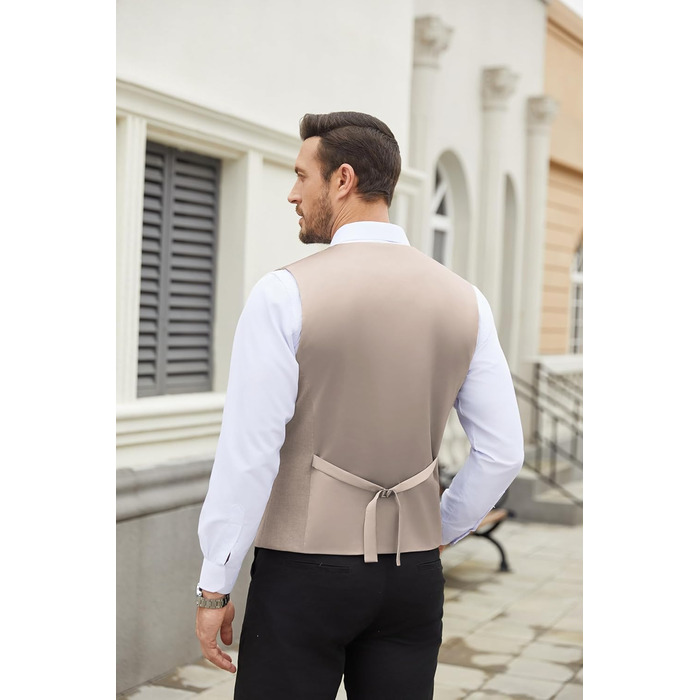 Кожаний жилет чоловічий COOFANDY - стильний західний жилет, V-подібний виріз, 3XL, кольору шампань