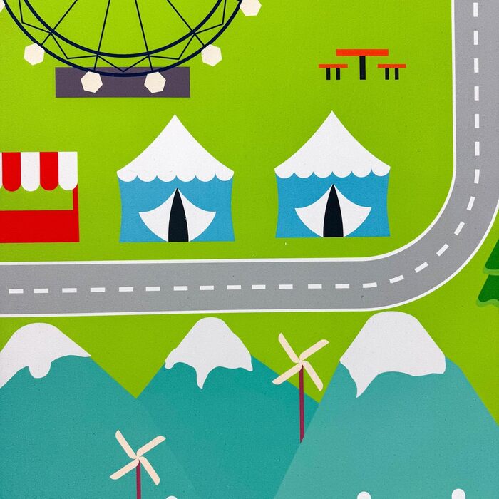 Дитячий килим Teppich-Traum з міською панорамою, сірий, 80x150 см (прямокутний, зелений)