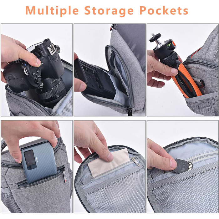 Водонепроникна сумка для камери FOSOTO з дощовиком: DSLR/SLR, Canon, Sony, Nikon, Fujifilm, сіра