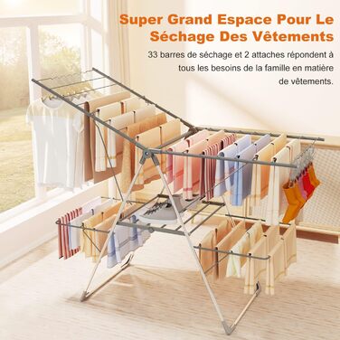 Сушарка для білизни Innotic: компактна, розкладна, зі 4 крилами, стабільна, для ванної, балкону, радіатора (сіра)