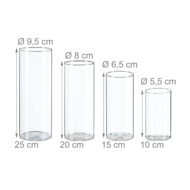 Relaxdays Glass Vase Set - 4 Sizes