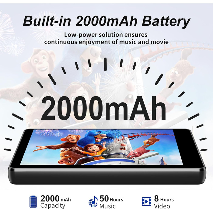 MP3 плеєр SWOFY 80GB з Bluetooth та Wi-Fi, 4.0-дюймовий сенсорний екран, Android MP4 плеєр з підтримкою Spotify, Amazon Music, FM-радіо та браузером (Чорний)