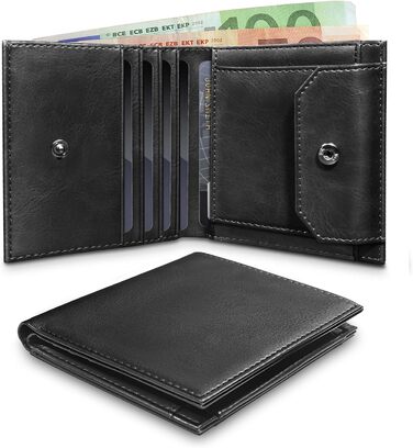 Чоловіче портмоне UNOSEKS з RFID захистом, Slim Wallet з відділенням для монет, картхолдер для кредитних карток (алюміній, карбон, чорний, S-A02)