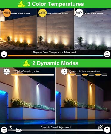 CLY Solar Lamps for Outdoors, Solar Spotlights Garden Light with Remote Control IP66 Waterproof 10 Colors 30 Dynamic Modes Timer Garden Lighting for Gardens Path Christmas Decoration 6 Pieces (Warm White/Natural/Cold White, 6 Pieces)