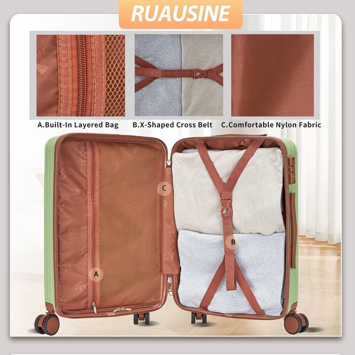 Чохол-валіза на колесах 20 дюймів з TSA-замком (сріблястий, зелений)