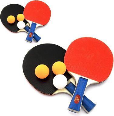 Набір для пінг-понгу для 2 гравців, 5 шт. - 2 ракетки та 3 м'ячі - для хобі, подорожей, тренувань (Indoor/Outdoor)