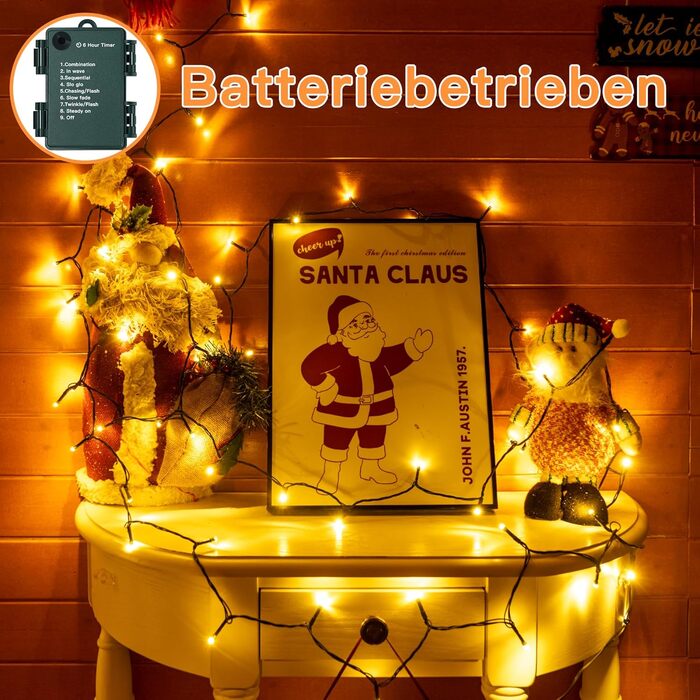 Ланцюжок прикрас Ollny з 150 LED, 15 м, тепле біле світло, IP44, для саду, вечірки, Нового року (зелений кабель)