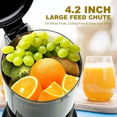EXREIZST Slow Juicer - Large 103mm Opening Juicer for Vegetables and Fruits, Test Winner, 250W, 100% BPA-Free Juice, Best Juicer Machine, Electric Masticating Juice Press