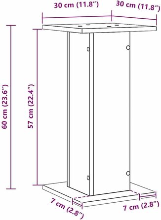 Підставка для колонок vidaXL, 2 шт., висока, для Hi-Fi, домашнього кіно, саундбар, покращене звучання, ДСП, чорна ельха, 30x30x60 см