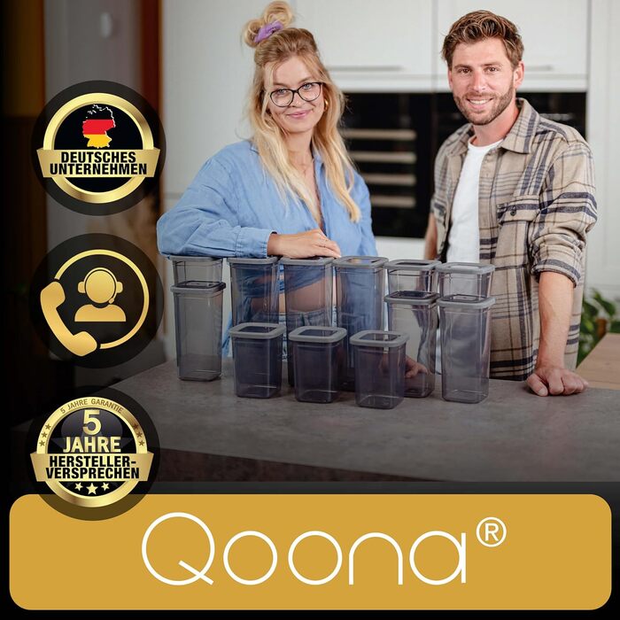 Набір контейнерів для зберігання продуктів [12 шт] Anthracite (500 мл) - Складні, економія місця, для кухні