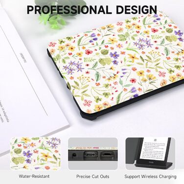 Чохол для Kindle 11 (2022-2024) Fancity: PU-шкіра, TPU, з петлею, авто-сон/пробудження, з квітами