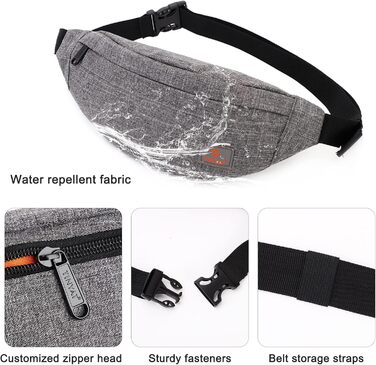 Поясна сумка TYNAT T201 сірого кольору – легка та зручна для туризму та спорту (жіноча/чоловіча)