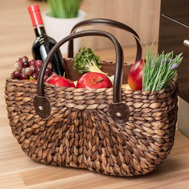 Сумка для покупок SIDCO з кукурудзяної соломи, темна, плетена, на плече