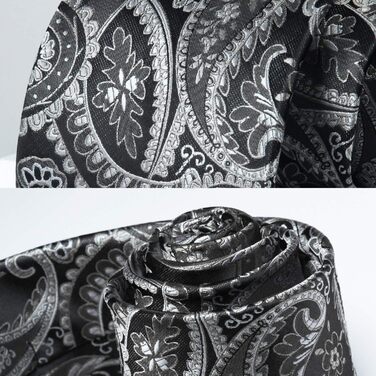 HISDERN Комплект краватки та нагрудного хустинки для чоловіків на весілля, патерн пейслі, жаккард, однотонні кольори (J-сірий-3)