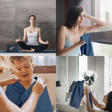 Набір рушників з мікрофібри Pameil (2 шт.) - великий (160x80 см) + маленький (80x40 см), компактні та швидковисихаючі, для спорту, подорожей, пляжу, колір морської хвилі