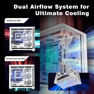 Корпус ПК KEDIERS G500 (білий) з 7 ARGB вентиляторами, Mid Tower, з подвійним загартованим склом, для геймінгу