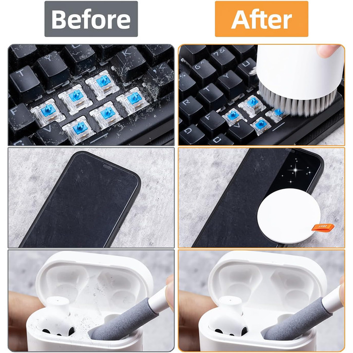 Набір для чищення клавіатури та телефону, багатофункціональний набір для ПК, ноутбука, AirPods, iPhone. Набір для чищення клавіатури з інструментом для виймання клавіш та очищувачем екрану (20 в 1)