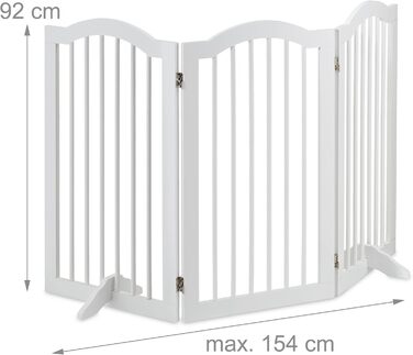 Захисне ворота Relaxdays для собак, 92x154 см, 3 елементи, біле, розкладне